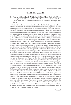 Andrea Stieldorf / Ursula Mättig / Ines Neffgen (Hg.): Doch plötzlich jetzt emanzipiert will Wissenschaft sie treiben. Frauen an der Universität Bonn 1818 – 2018).