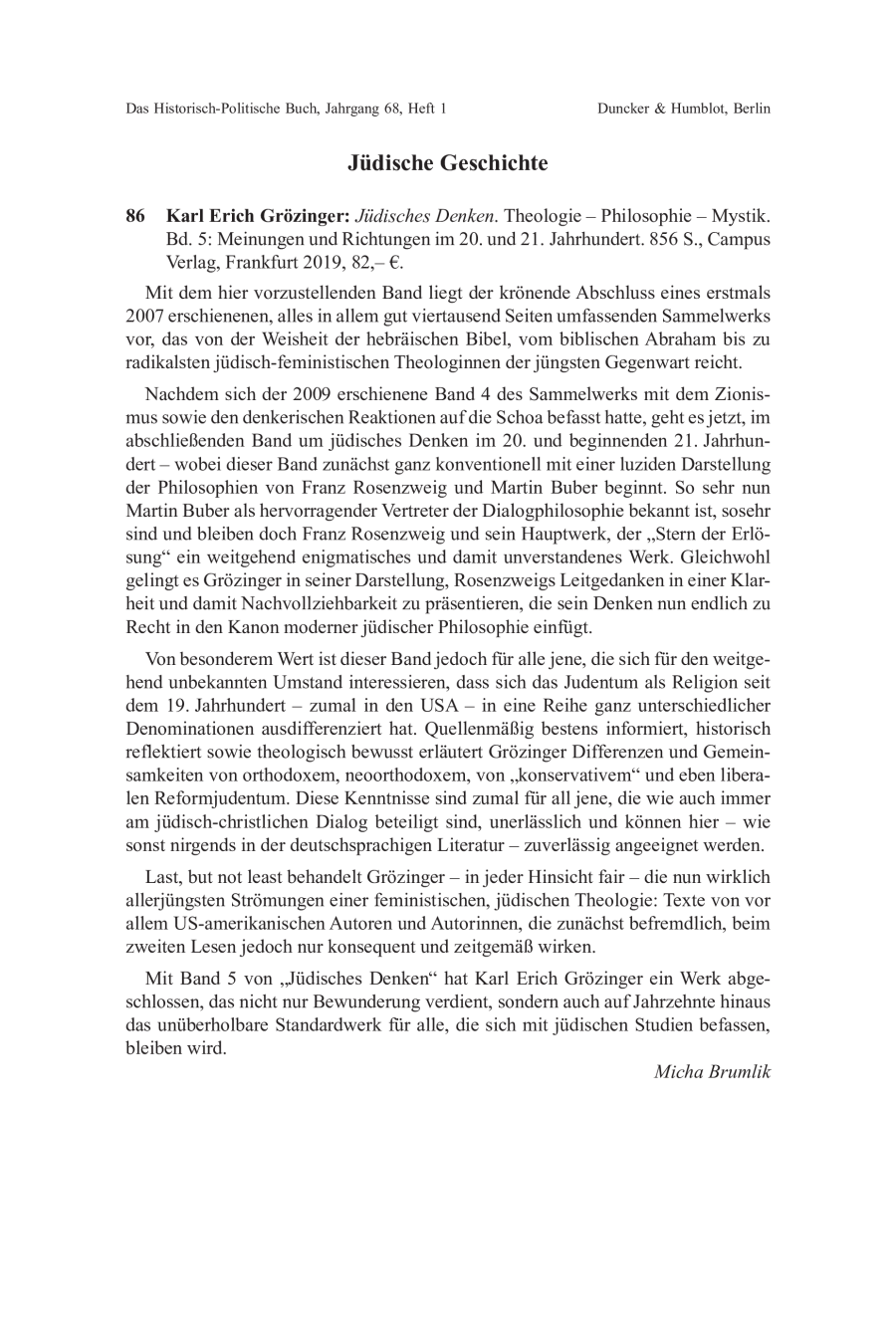 Karl Erich Grözinger: Jüdisches Denken. Theologie – Philosophie – Mystik.