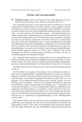 Katharina Loeber: Racism and Human Ecology. White Supremacy in Twentieth-Century South Africa.