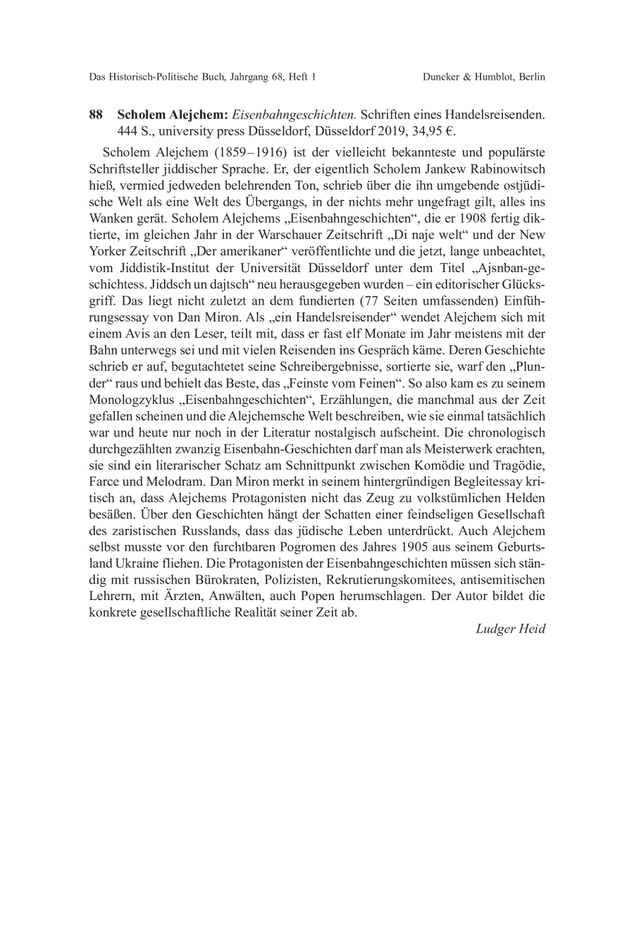 Scholem Alejchem: Eisenbahngeschichten. Schriften eines Handelsreisenden.