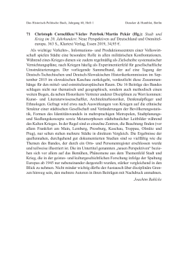 Christoph Cornelißen / Václav Petrbok / Martin Pekár (Hg.): Stadt und Krieg im 20. Jahrhundert. Neue Perspektiven auf Deutschland und Ostmitteleuropa.