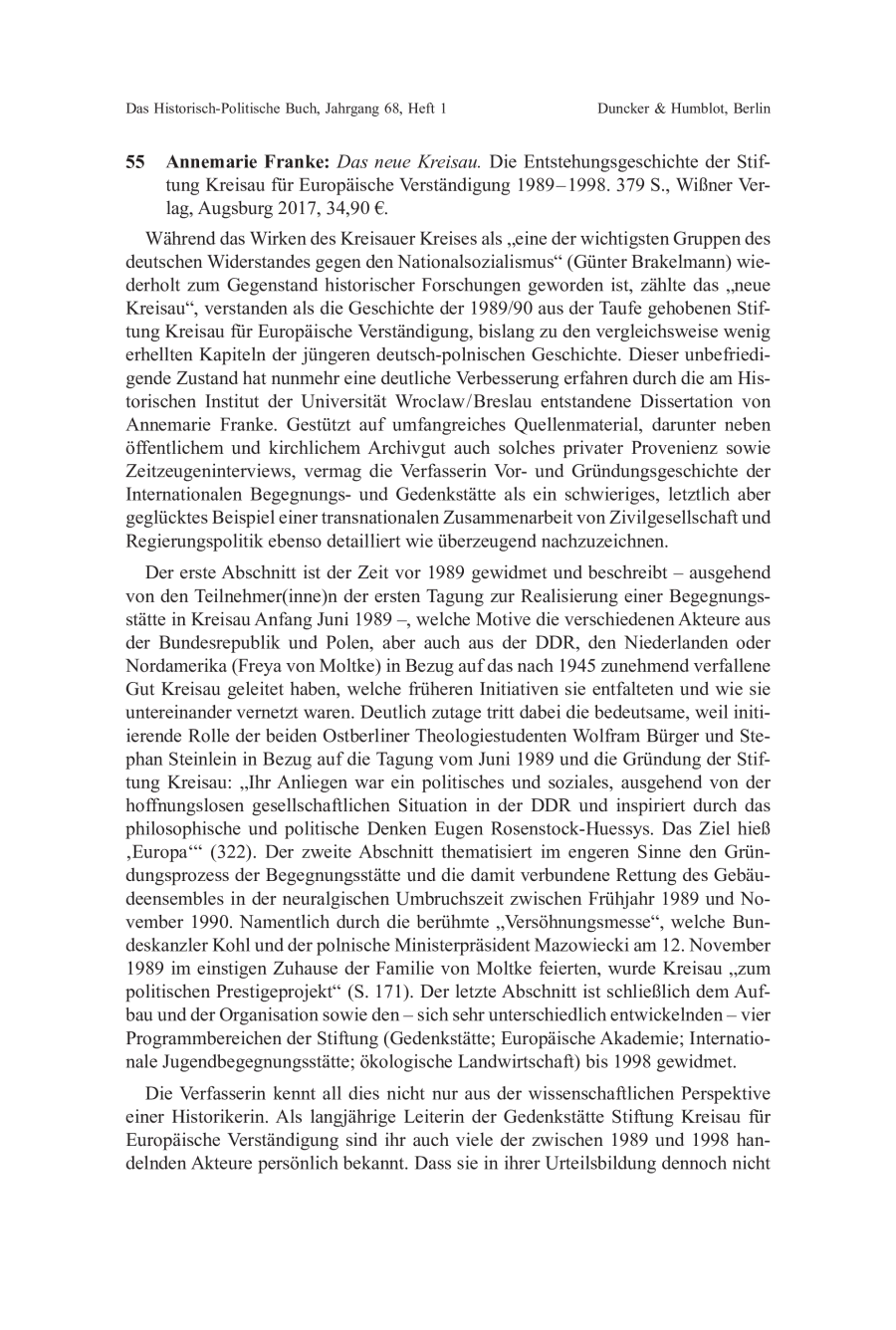 Annemarie Franke: Das neue Kreisau. Die Entstehungsgeschichte der Stiftung Kreisau für Europäische Verständigung 1989 – 1998
