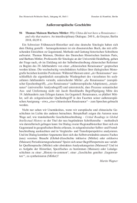 Thomas Maissen / Barbara Mittler: Why China did not have a Renaissance – and why that matters.