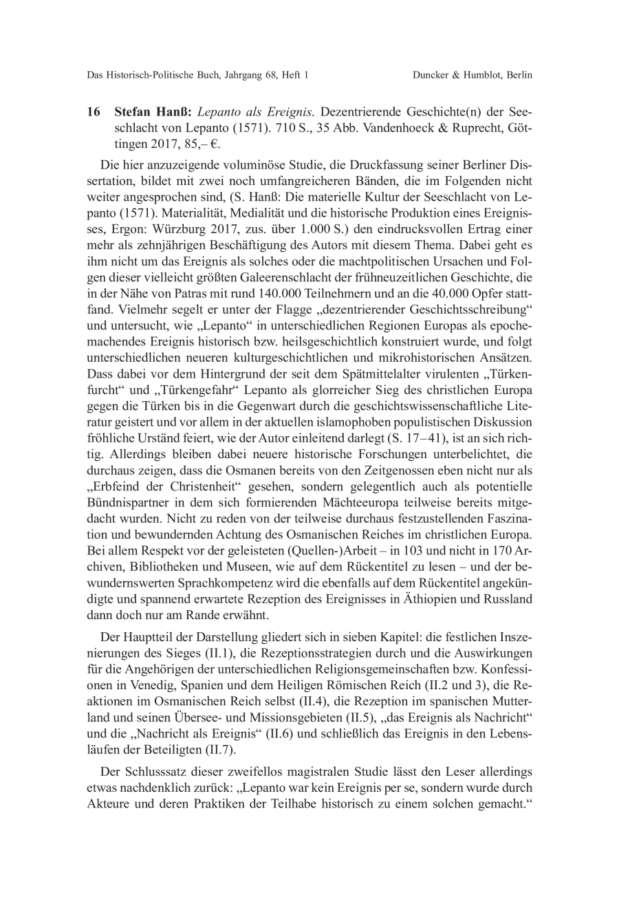 Stefan Hanß: Lepanto als Ereignis. Dezentrierende Geschichte(n) der Seeschlacht von Lepanto (1571)