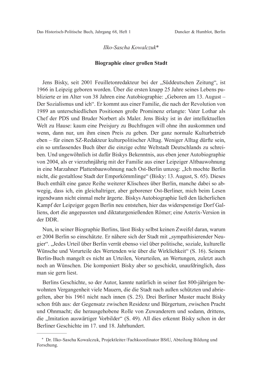 Biographie einer großen Stadt