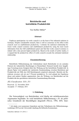 Betriebsräte und betriebliche Produktivität
