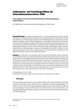 Aufkommens- und Verteilungseffekte der Unternehmensteuerreform 2008