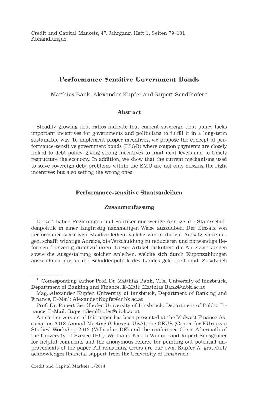 Performance-Sensitive Government Bonds