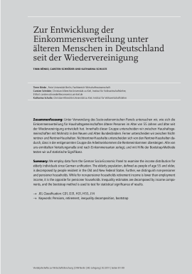 Zur Entwicklung der Einkommensverteilung unter älteren Menschen in Deutschland seit der Wiedervereinigung