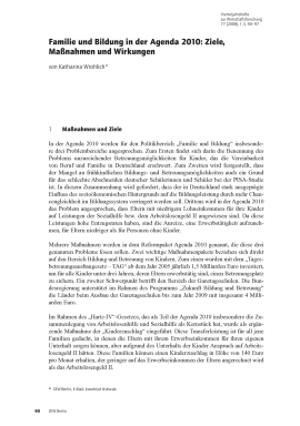 Familie und Bildung in der Agenda 2010: Ziele, Maßnahmen und Wirkungen