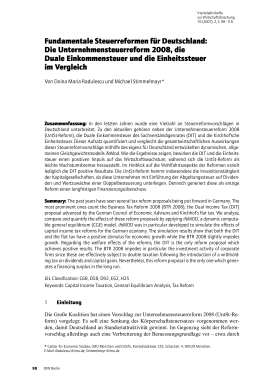 Fundamentale Steuerreformen für Deutschland: Die Unternehmensteuerreform 2008, die Duale Einkommensteuer und die Einheitssteuer im Vergleich