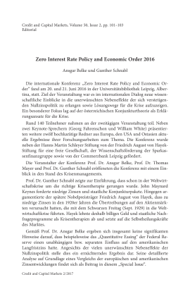 Zero Interest Rate Policy and Economic Order 2016