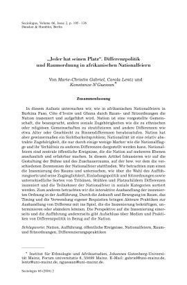“Jeder hat seinen Platz“. Differenzpolitik und Raumordnung in afrikanischen Nationalfeiern