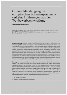 Offener Marktzugang im europäischen Schienenpersonenverkehr: Erfahrungen aus der Wettbewerbsentwicklung