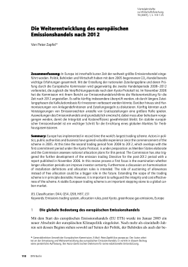 Die Weiterentwicklung des europäischen Emissionshandels nach 2012