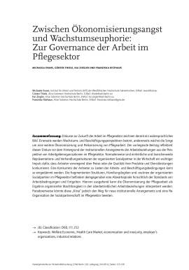 Zwischen Ökonomisierungsangst und Wachstumseuphorie: Zur Governance der Arbeit im Pflegesektor