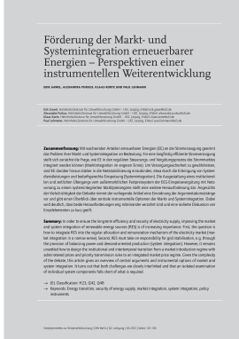 Förderung der Markt- und Systemintegration erneuerbarer Energien – Perspektiven einer instrumentellen Weiterentwicklung
