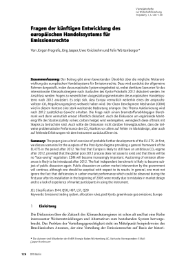 Fragen der künftigen Entwicklung des europäischen Handelssystems für Emissionsrechte