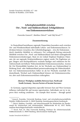 Arbeitsplatzmobilität zwischen Ost-, Nord- und Süddeutschland: Erfolgsfaktoren von Einkommenszuwächsen