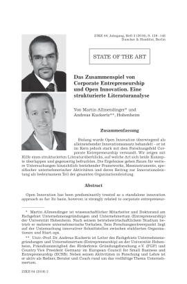 Das Zusammenspiel von Corporate Entrepreneurship und Open Innovation. Eine strukturierte Literaturanalyse