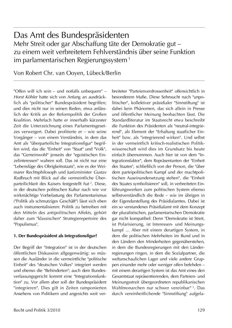 Das Amt des Bundespräsidenten