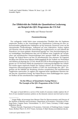 Zur Effektivität der Politik der Quantitativen Lockerung am Beispiel des QE1-Programms der US-Fed