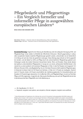 Pflegebedarfe und Pflegesettings – Ein Vergleich formeller und informeller Pflege in ausgewählten europäischen Ländern