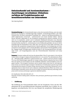 Emissionshandel und Anreizmechanismen – Auswirkungen verschiedener Allokationsverfahren auf Produktionsweise und Investitionsverhalten von Unternehmen
