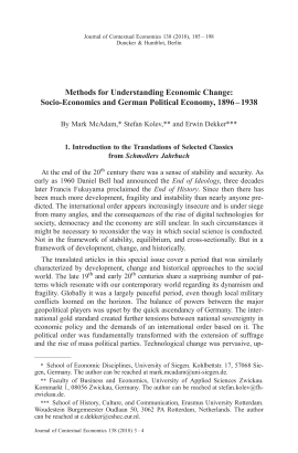 Methods for Understanding Economic Change: Socio-Economics and German Political Economy, 1896–1938