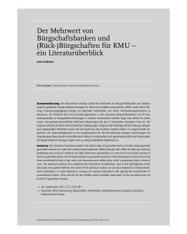 Der Mehrwert von Bürgschaftsbanken und (Rück–)‍Bürgschaften für KMU – ein Literaturüberblick