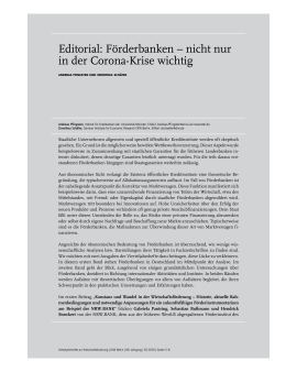 Editorial: Förderbanken – nicht nur in der Corona-Krise wichtig