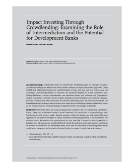 Impact Investing Through Crowdlending: Examining the Role of Intermediation and the Potential for Development Banks