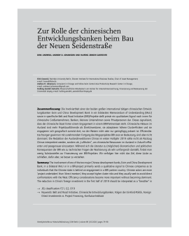 Zur Rolle der chinesischen Entwicklungsbanken beim Bau der Neuen Seidenstraße