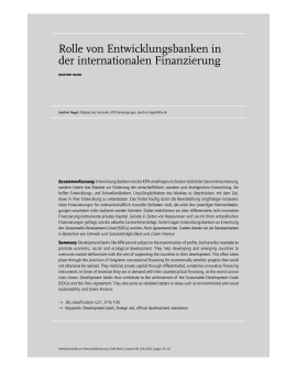 Rolle von Entwicklungsbanken in der internationalen Finanzierung