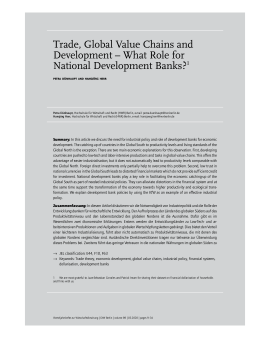 Trade, Global Value Chains and Development – What Role for National Development Banks?