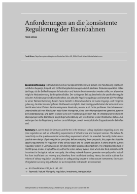 Anforderungen an die konsistente Regulierung der Eisenbahnen