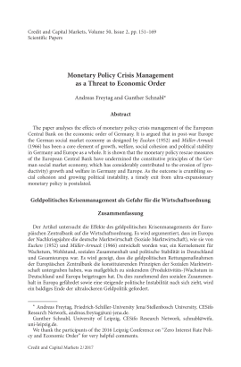 Monetary Policy Crisis Management as a Threat to Economic Order