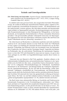 Fritz Georg von Graevenitz: Argument Europa. Internationalismus in der globalen Agrarkrise der Zwischenkriegszeit (1927–1937)