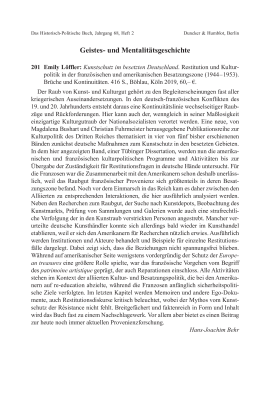 Emily Löffler: Kunstschutz im besetzten Deutschland. Restitution und Kulturpolitik in der französischen und amerikanischen Besatzungszone (1944–1953). Brüche und Kontinuitäten