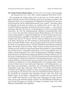 Stefan Wedrac / Marion Dotter: Der hohe Preis des Friedens. Die Geschichte der Teilung Tirols 1918–1922