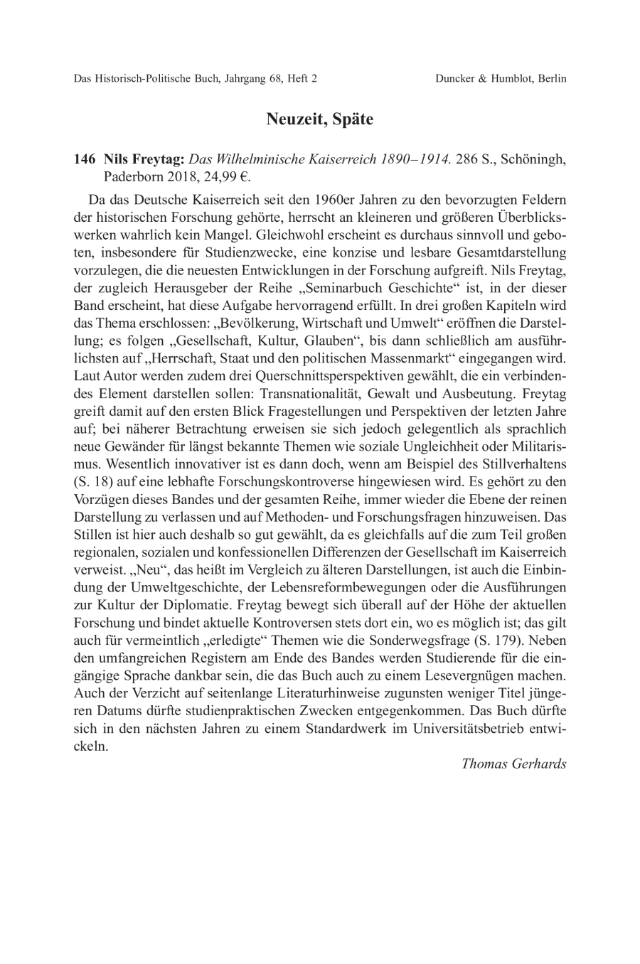 Nils Freytag: Das Wilhelminische Kaiserreich 1890–1914