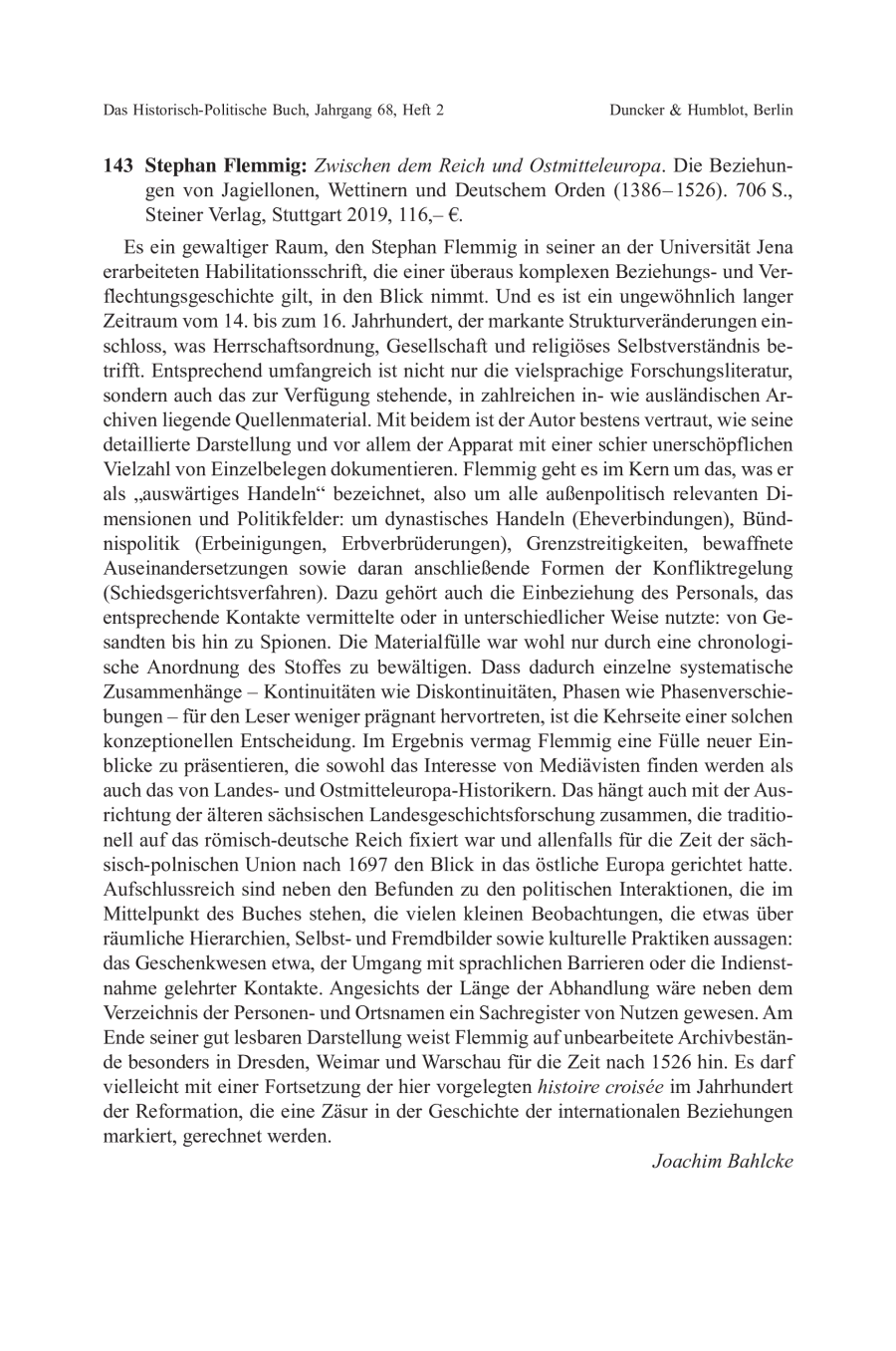 Stephan Flemmig: Zwischen dem Reich und Ostmitteleuropa. Die Beziehungen von Jagiellonen, Wettinern und Deutschem Orden (1386–1526)