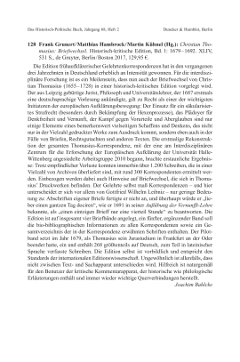 Frank Grunert / Matthias Hambrock / Martin Kühnel (Hg.): Christian Thomasius: Briefwechsel. Historisch-kritische Edition