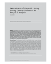 Determinants of Financial Literacy Among German Students – An Empirical Analysis