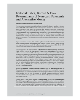 Editorial: Libra, Bitcoin & Co – Determinants of Non-cash Payments and Alternative Money