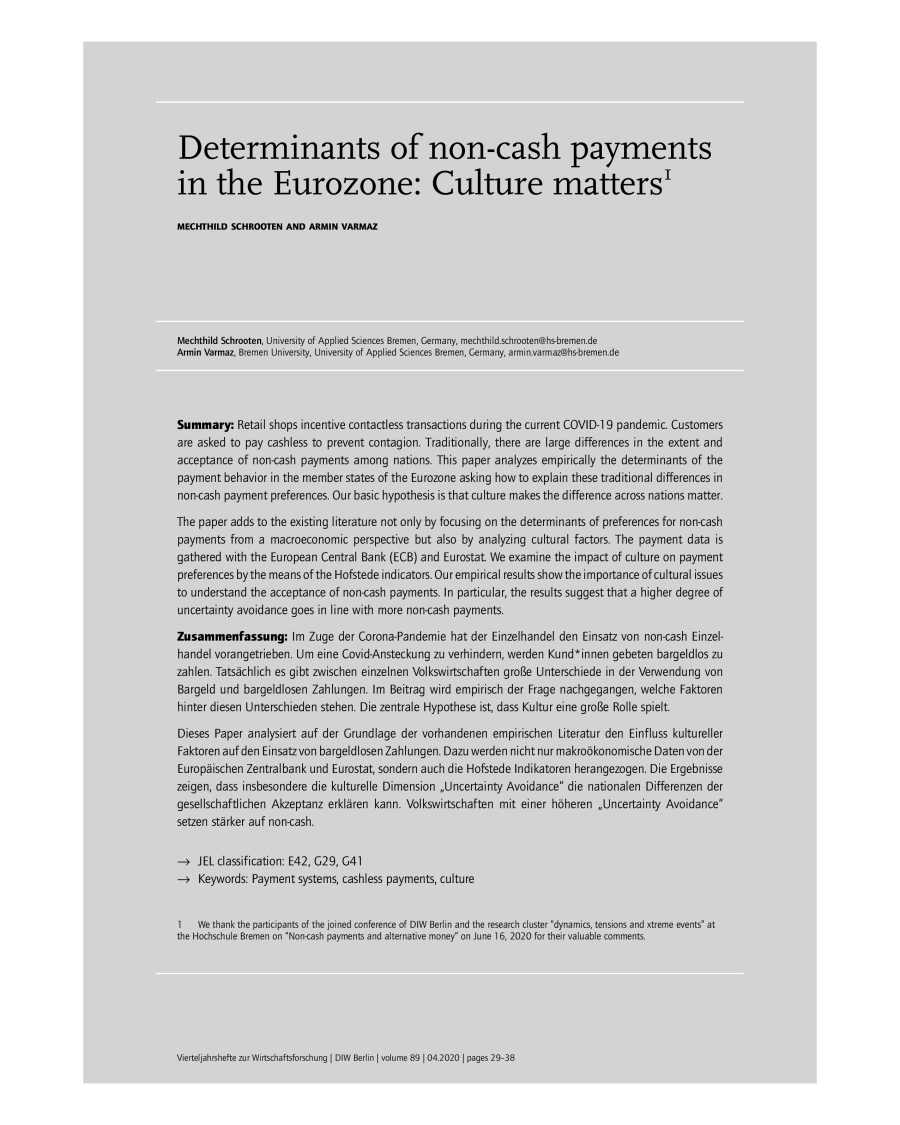 Determinants of non-cash payments in the Eurozone: Culture matters