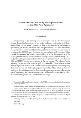 German Practice Concerning the Implementation of the 2015 Paris Agreement