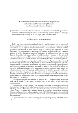 Commitments and Flexibilities in the WTO Agreement on Subsidies and Countervailing Measures: An Economically Informed Analysis