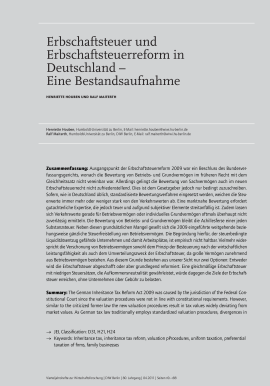 Erbschaftsteuer und Erbschaftsteuerreform in Deutschland – Eine Bestandsaufnahme