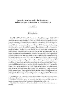 Same-Sex Marriage under the Grundgesetz and the European Convention on Human Rights